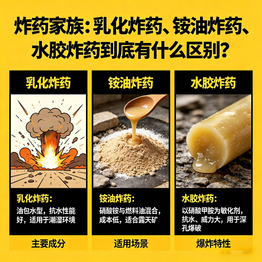 兴山炸药家族：乳化炸药、铵油炸药、水胶炸药到底有什么区别？